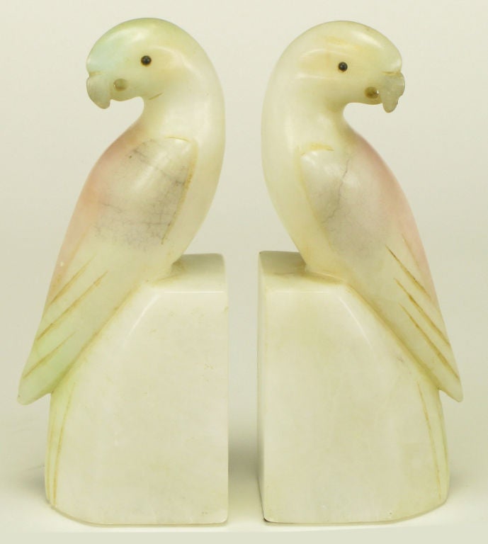 alabaster parrot bookends alabaster parrot bookends