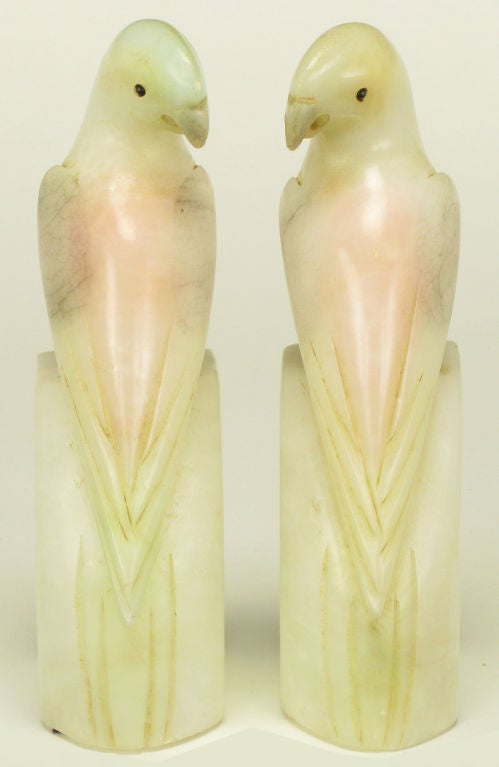 alabaster parrot bookends