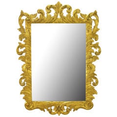 Italian Gilt Plume Form Hand Carved Wood Mirror
