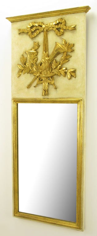 Pair Italian Empire Ivory & Parcel Gilt Trumeaux Mirrors