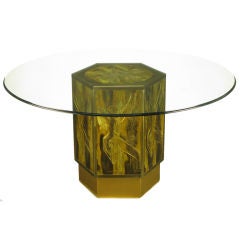 Mastercraft Acid Etched Brass Hexagonal Pedestal Table