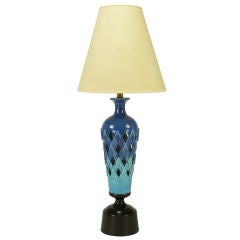 53" Colonial Premier Blue & Aqua Diamond Ceramic Table Lamp