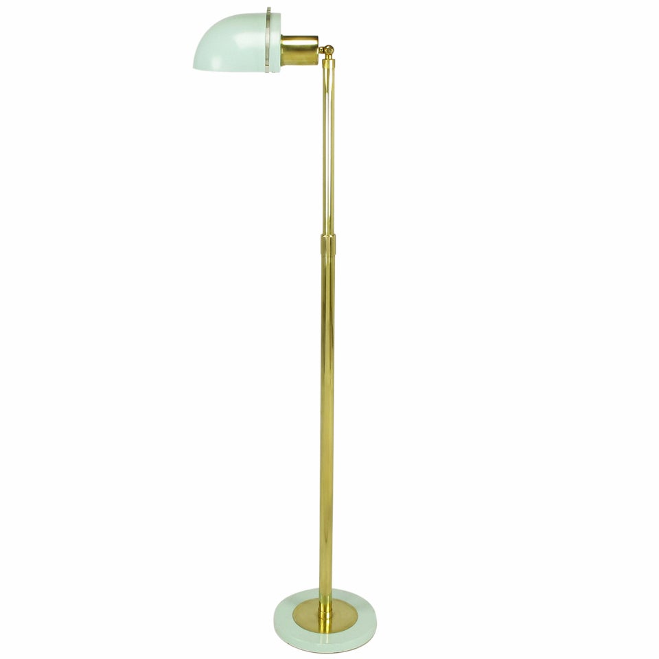 Art Deco Revival Brass & Robin's Egg Blue Articulated Floor Lamp