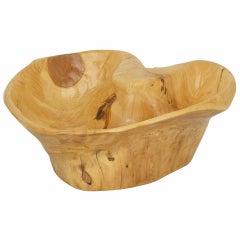Large 19" X 16" Hand Carved Burled Root Wooden Bowl