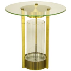 Brass and Glass Cylindrical End Table Attributed to Dorothy Thorpe