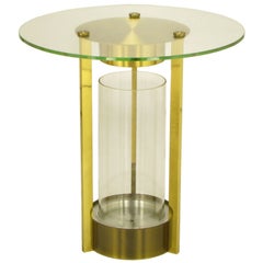 Vintage Brass and Glass Cylindrical End Table Attributed to Dorothy Thorpe