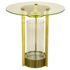 Brass and Glass Cylindrical End Table Attributed to Dorothy Thorpe 5