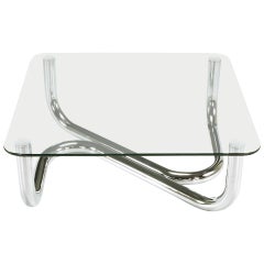 Sinuous Chrome and Glass Coffee Table