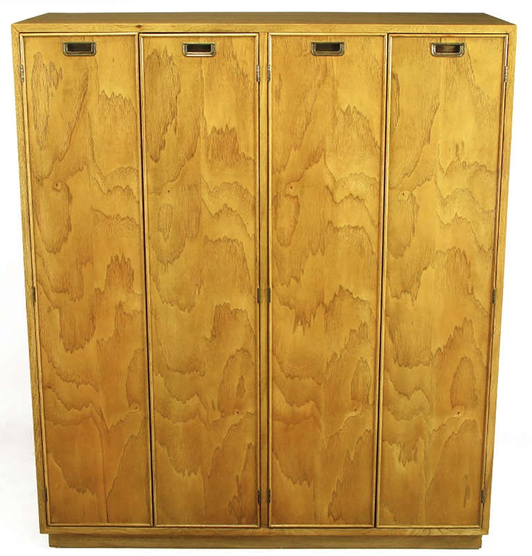 American Pair Ash and Black Glass Wardrobe Cabinets