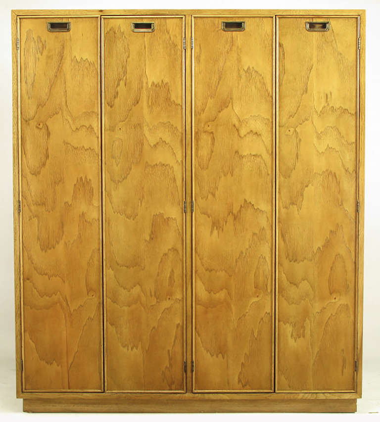 Mid-20th Century Pair Ash and Black Glass Wardrobe Cabinets