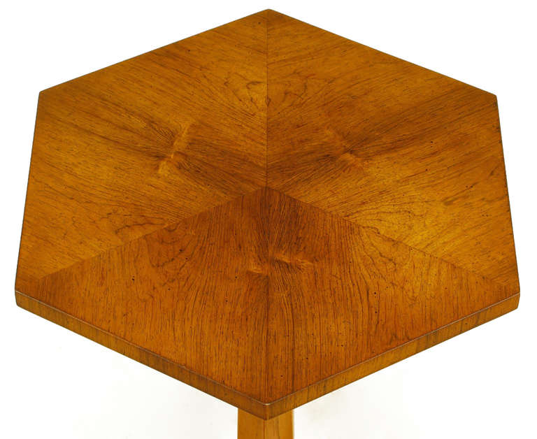 Heritage Bleached Mahogany Hexagonal Side Table In Good Condition In Chicago, IL