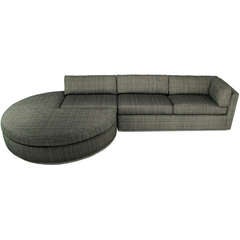 Jay Spectre Three-Piece Sofa and Ottoman in Gray Wool