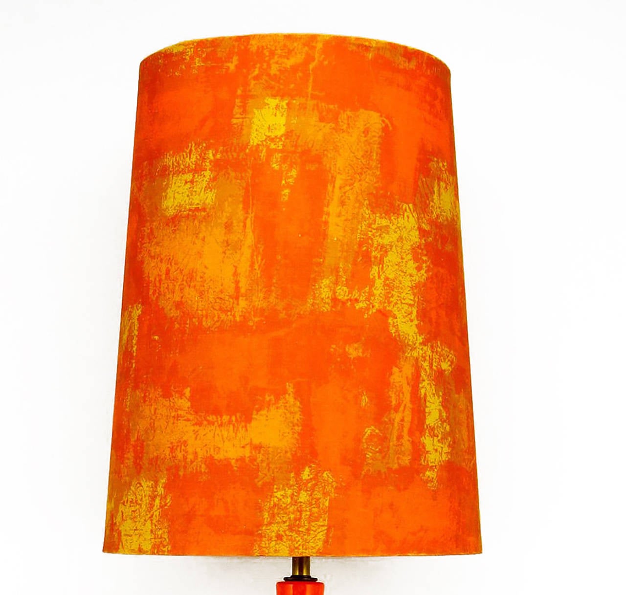 Mid-20th Century Pair of Persimmon & Gamboge Stippled Glaze Table Lamps  For Sale