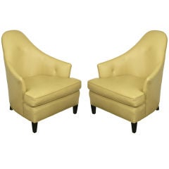 Pair John Hutton For Donghia Taupe Leather "Ghost" Chairs