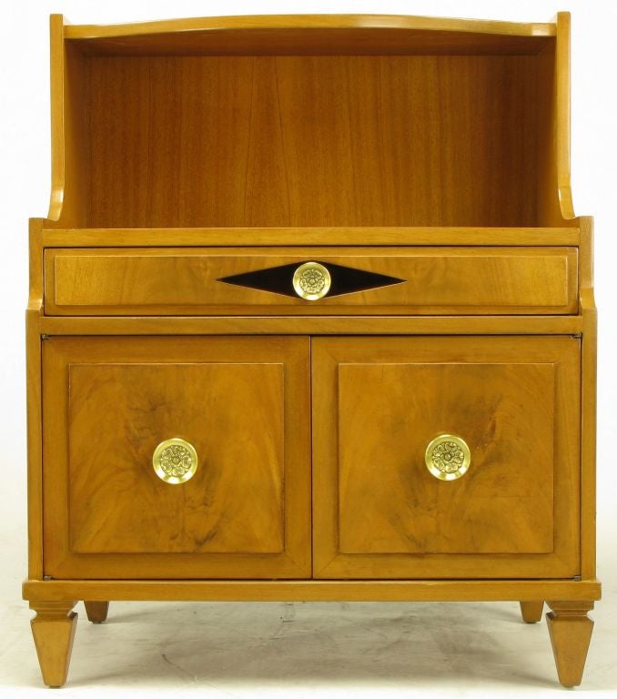 Brass Grosfeld House Bleached Walnut & Mahogany Empire Night Stand For Sale
