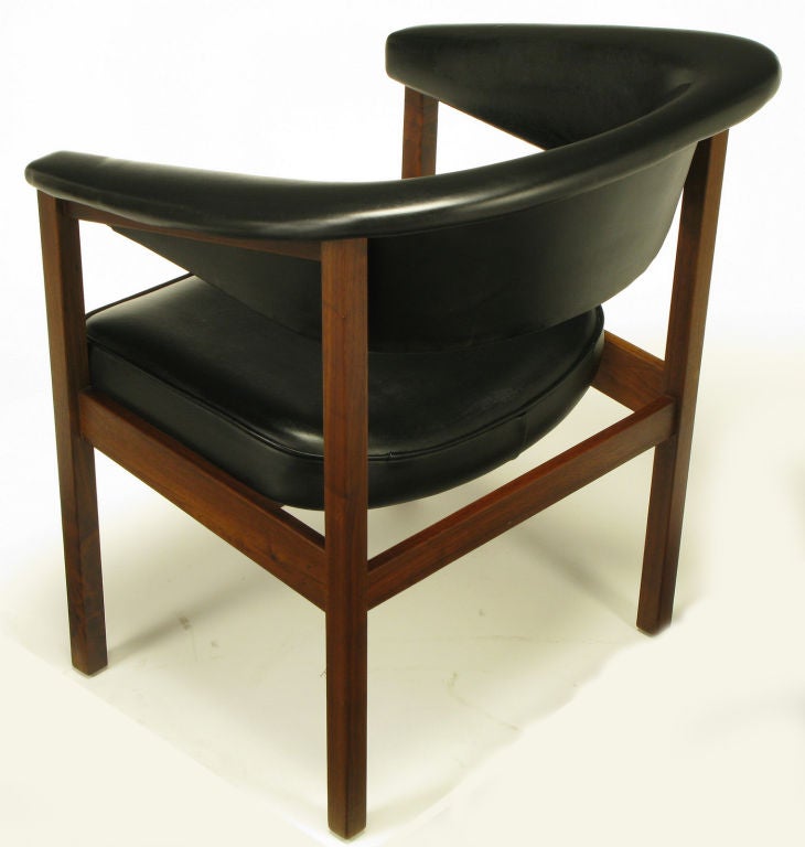 Walnut & Black Upholstery Barrel Back Desk Chair 1