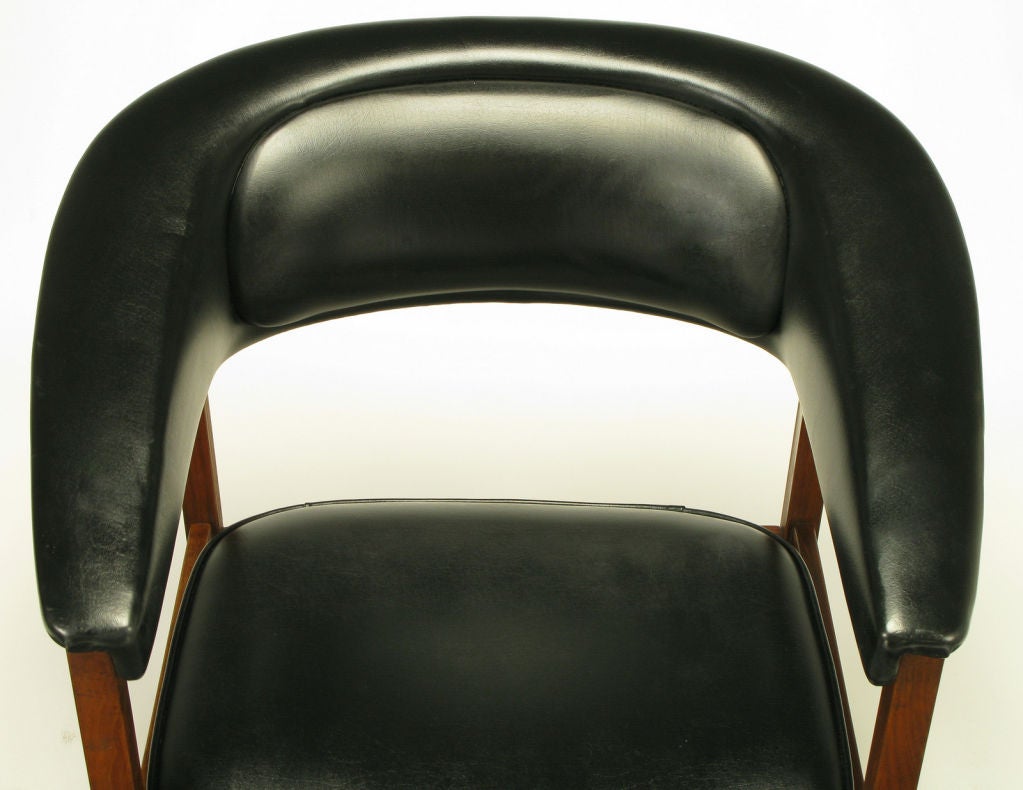 Walnut & Black Upholstery Barrel Back Desk Chair 6