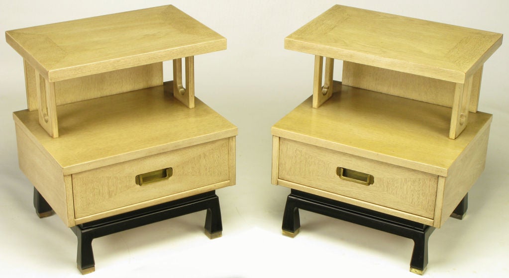 Pair American Of Martinsville Bleached Mahogany Night Stands