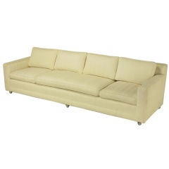 Baker 103" Long White Herringbone Upholstery Sofa