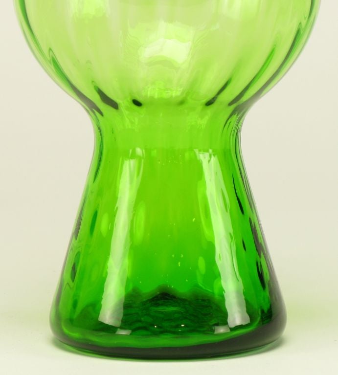 American Kelly Green Ribbed Glass Vase