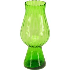 Kelly Green Ribbed Glass Vase