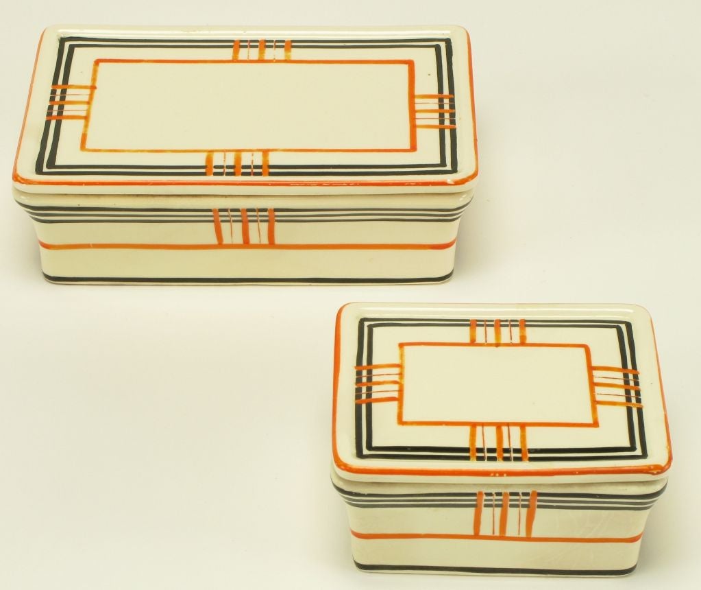 Pair Japanese Hand Thrown & Glazed Porcelain Boxes 2
