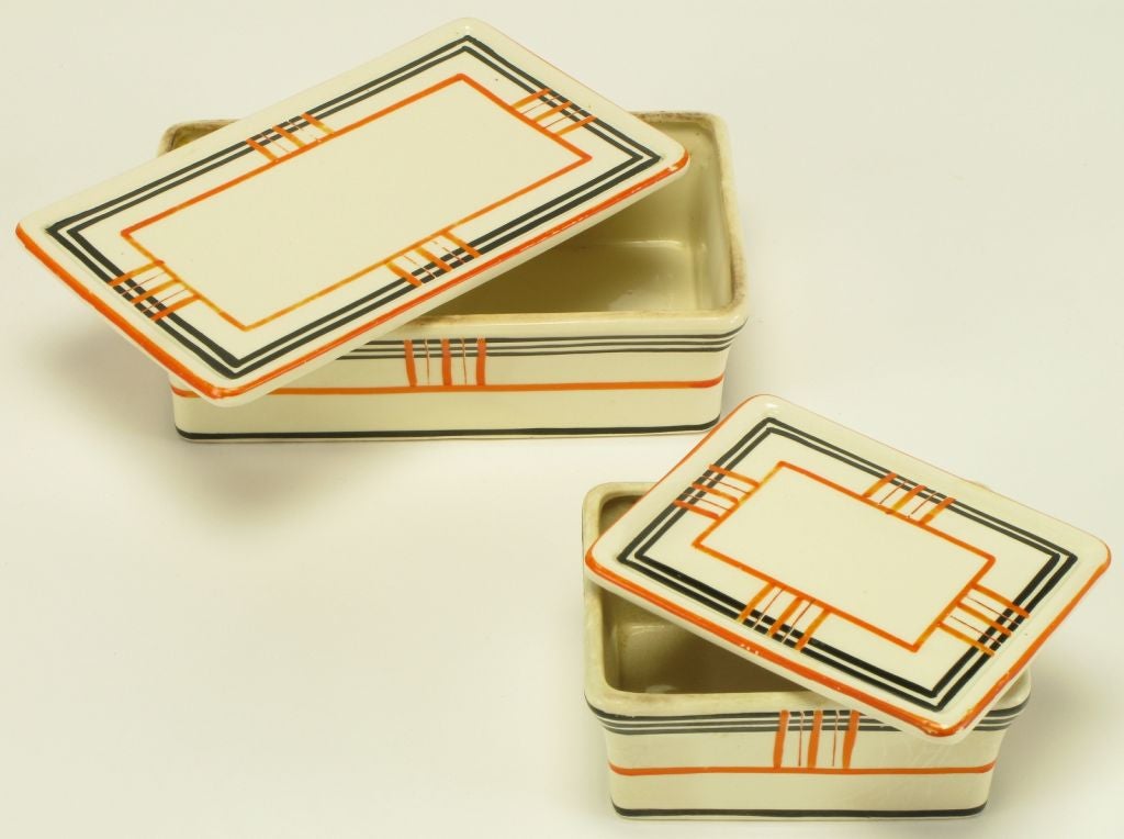 Pair Japanese Hand Thrown & Glazed Porcelain Boxes 3