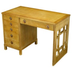 Landstrom Furniture Bleached & Limed Mahogany Six Drawer Desk