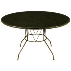 Paul McCobb Lacquered Iron Dining Table With Granite Top