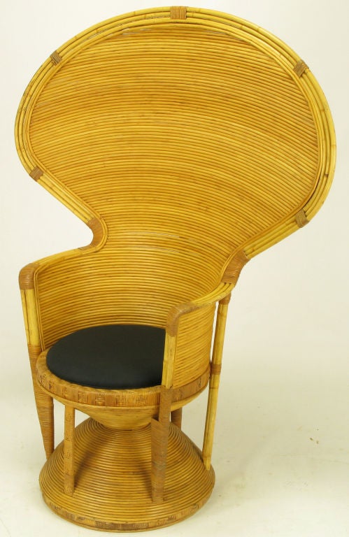 Mid-20th Century Pair Egyptian Style Rattan Cobra Back Chairs