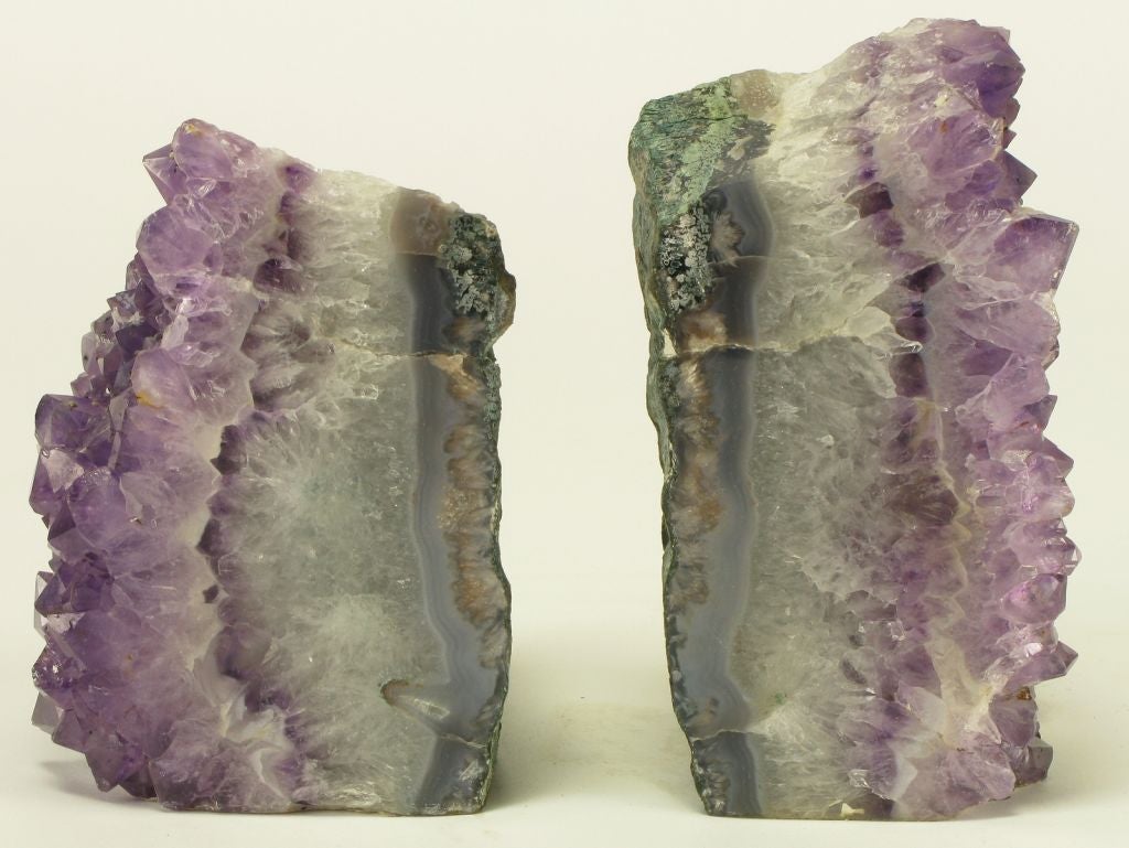 Mid-20th Century Pair Amethyst Crystal Book Ends
