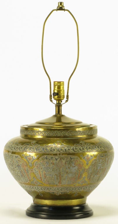 American Brass, Copper & Pewter  Egyptian UrnTable Lamp
