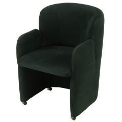 Vintage Black Suede Barrel Back Arm Chair By Preview Furniture