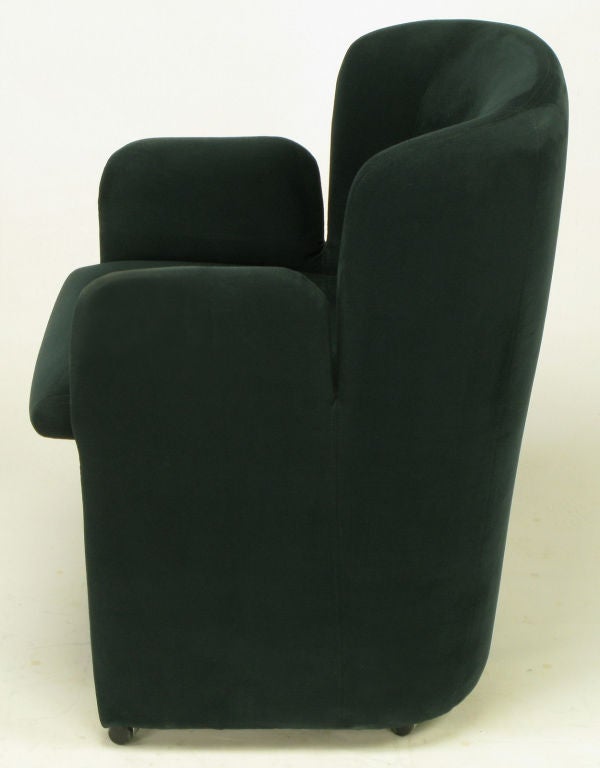 Late 20th Century Black Suede Barrel Back Arm Chair By Preview Furniture