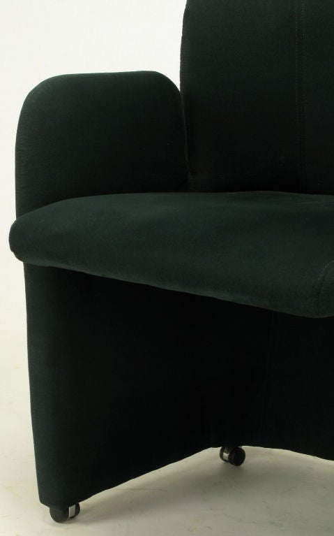 Black Suede Barrel Back Arm Chair By Preview Furniture 3