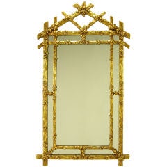 Gilt Black Forest Style Mirror With Segmented Frame