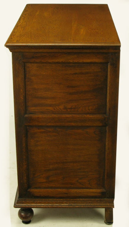 Jacobean Style Five-Drawer Oak Commode With Brass Drop Pulls 2