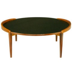 Round Mahogany & Black Micarta Banked Side Coffee Table