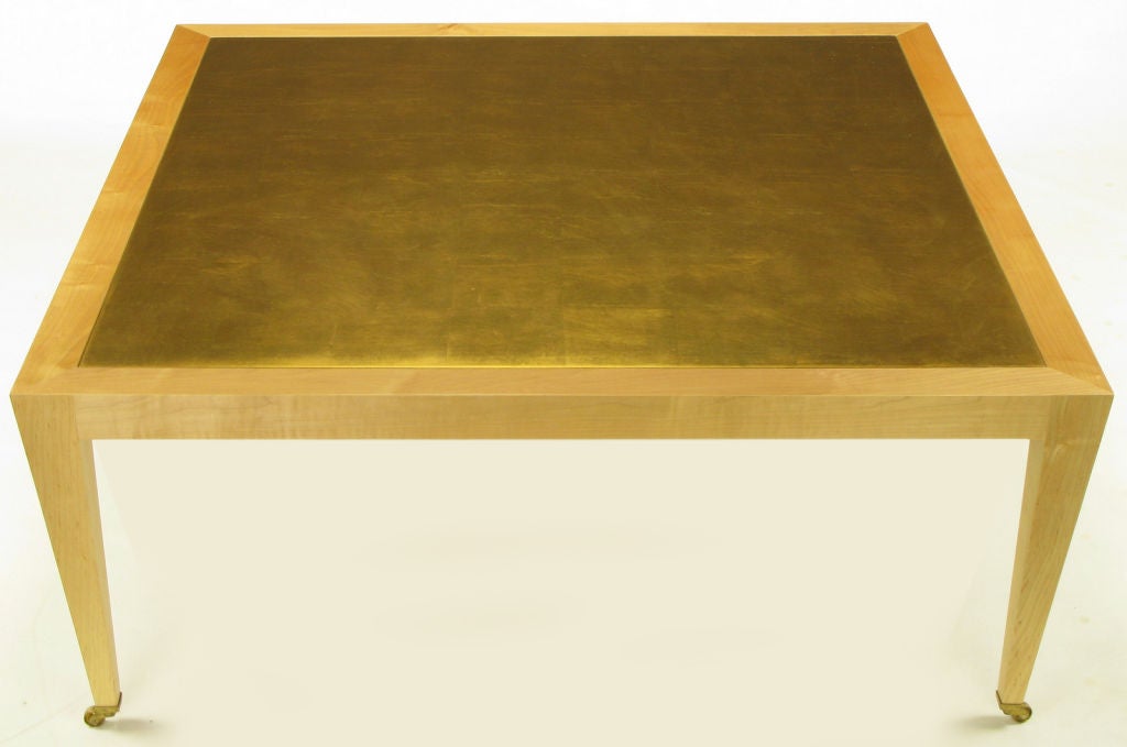 Donghia Square Flame Maple and Gold Leaf Coffee Table at 1stDibs
