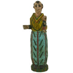 Vintage Hand Carved & Polychrome Folk Art Santo Sculpture