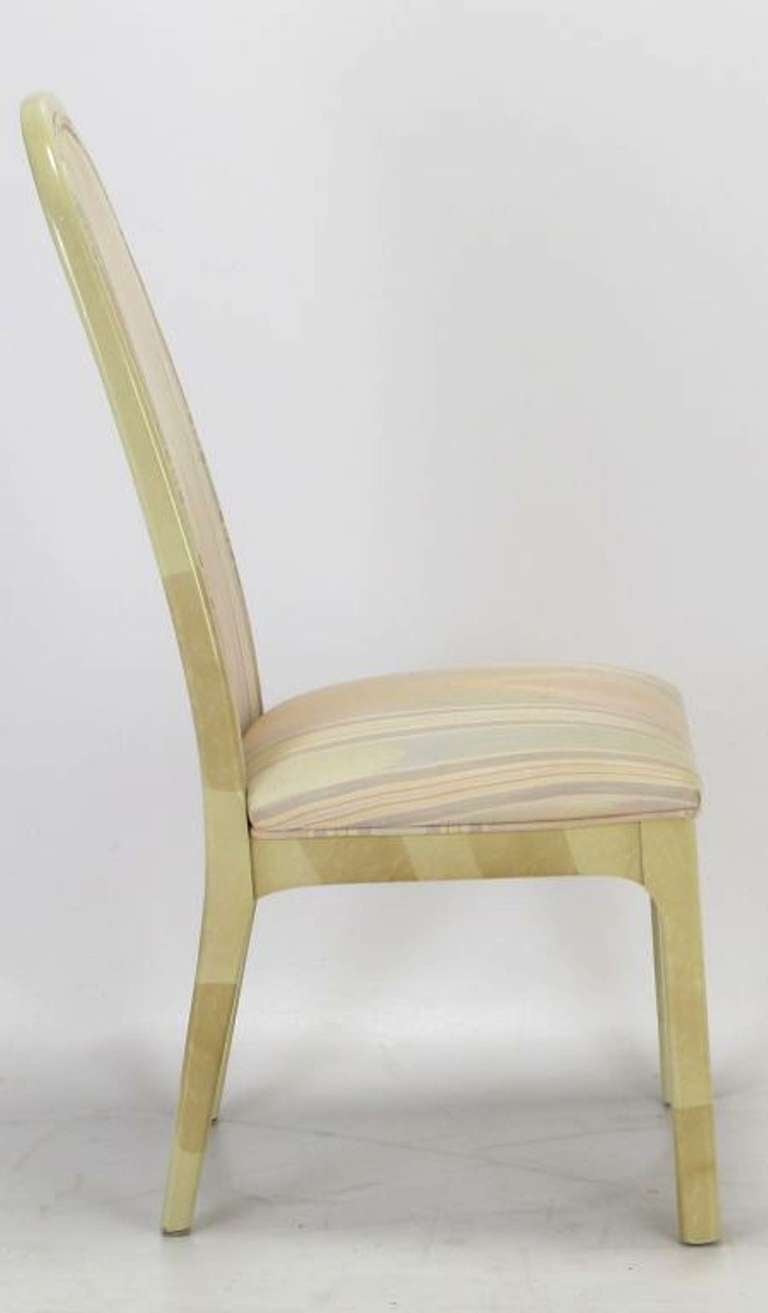 Lacquered Six Goatskin Lacquer Dining Chairs by Century For Sale