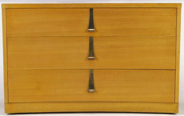 American Sieling Modern Art Deco Curved Front Three-Drawer Commode