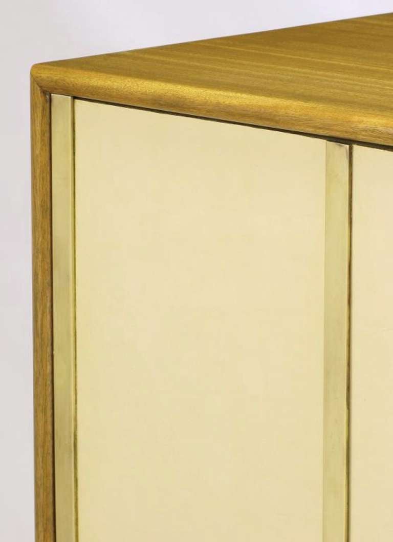 Mid-20th Century Harvey Probber Bleached Mahogany & Ivory Leather Tall Cabinet For Sale