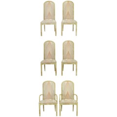 Seis sillas de comedor de piel de cabra lacada de Century