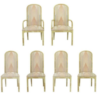 Six Goatskin Lacquer Dining Chairs by Century For Sale at 1stDibs