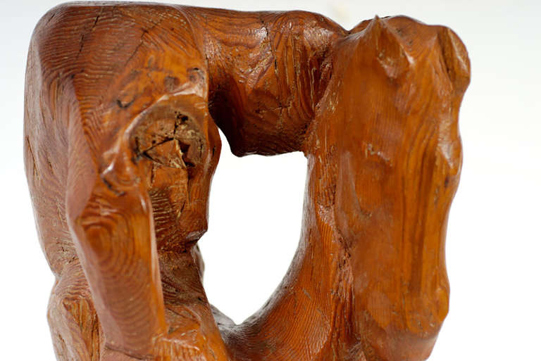 Milieu du XXe siècle « Horse & Weary Rider », grande sculpture abstraite en bois sculpté en vente