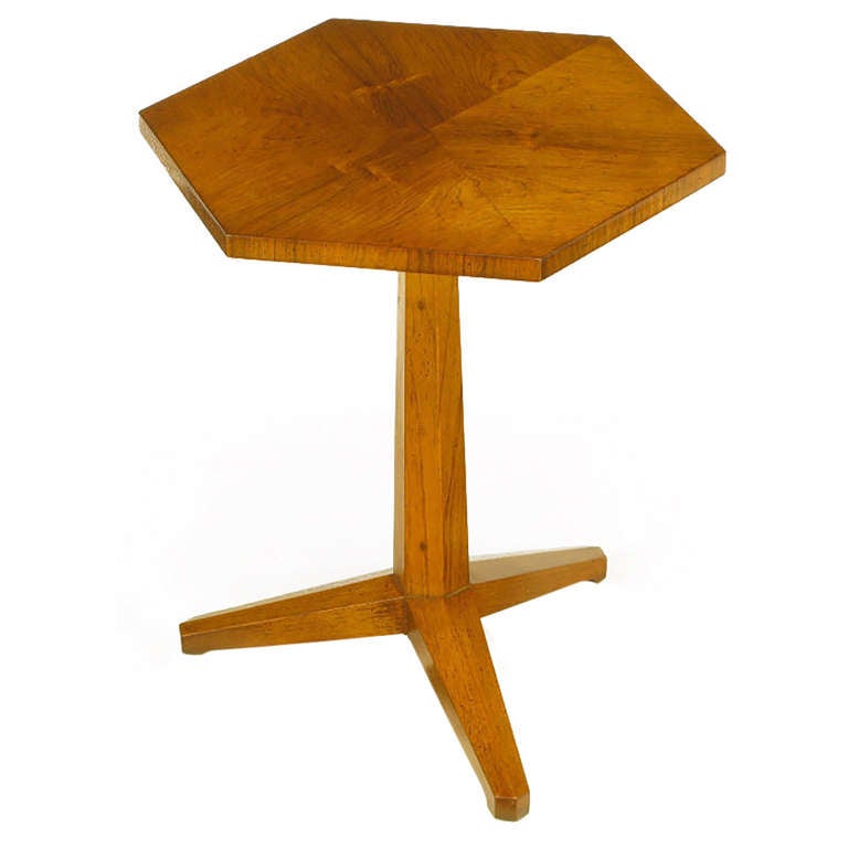Heritage Bleached Mahogany Hexagonal Side Table For Sale at 1stdibs