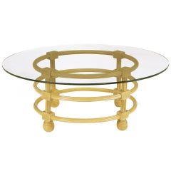 Jay Spectre Round Reeded Wood Coffee Table