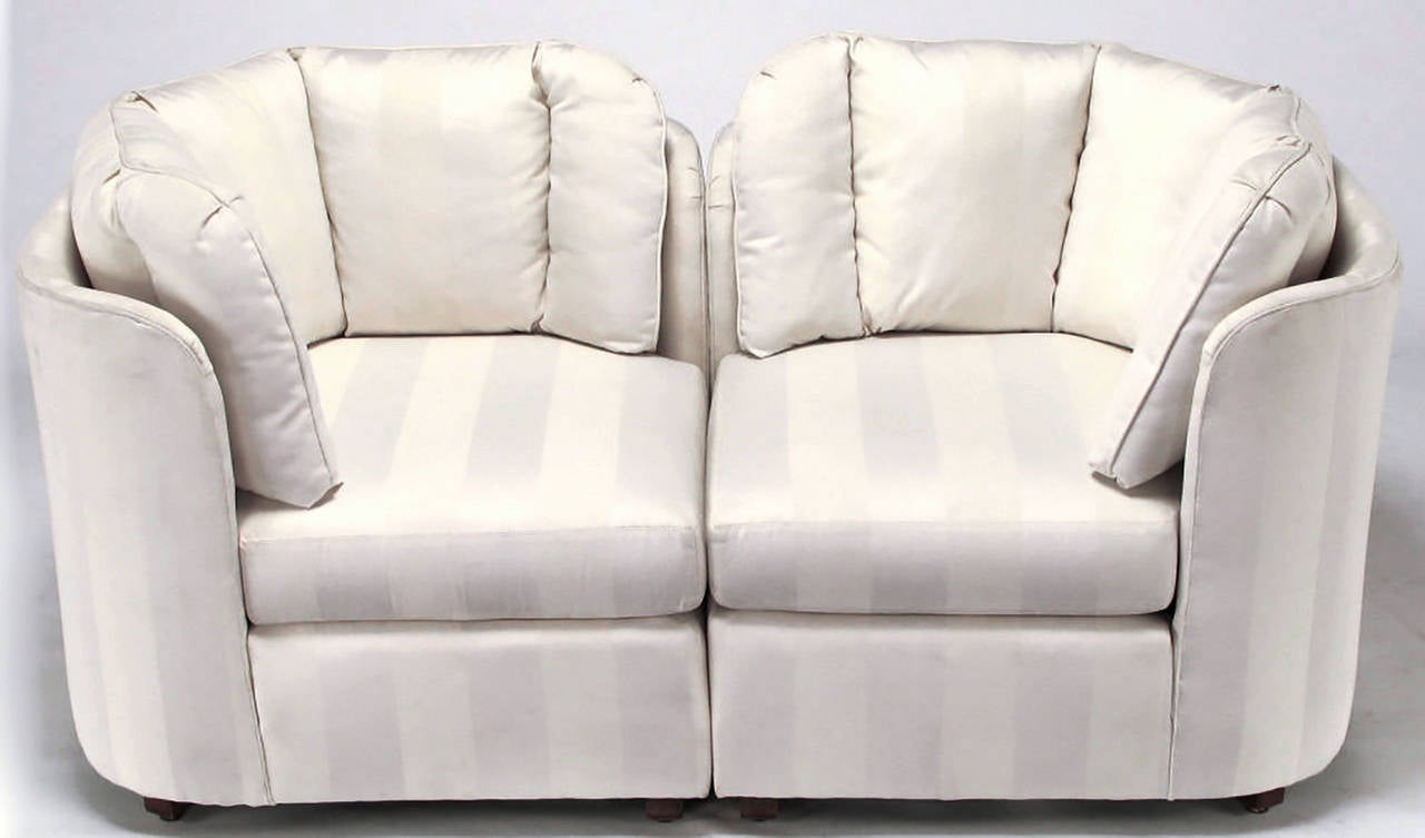 American Dansen Contemporary for Hekman Modular Cream Stripe Silk/Cotton Sofa