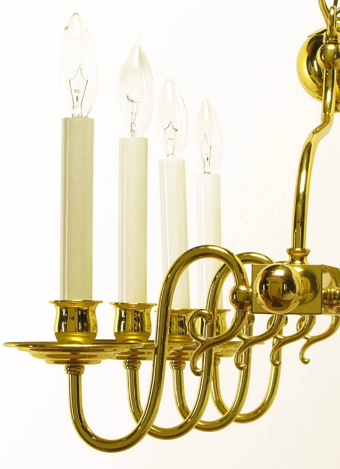 Eight-Arm Linear Brass Rectangular Chandelier For Sale 1